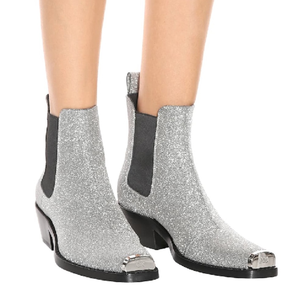 Calvin Klein 205W39NYC Claire Metal Toe-Cap Silver Western Boot
